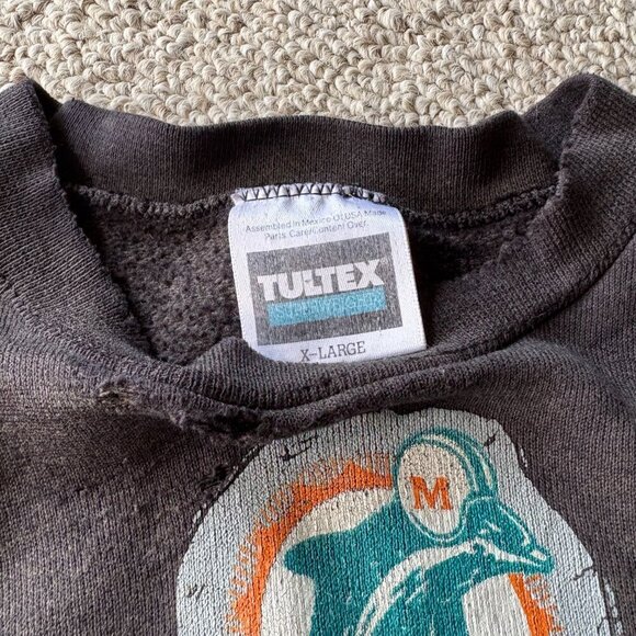 VNT 90s Miami Dolphins x Flintstones Sweatshirt | XL | Tultex | Rare Thrashed - Picture 3 of 11